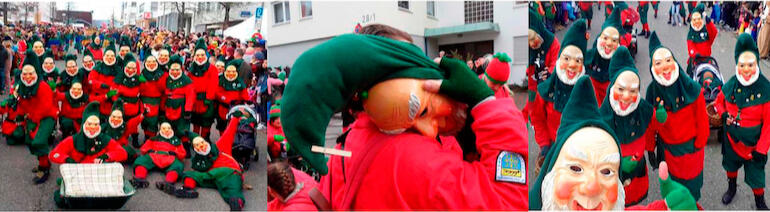 Verschiedene Bilder der Gartazwergla bei Umzügen